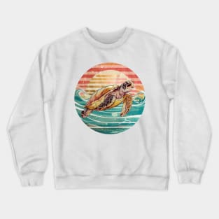 Sea Turtle Love Vintage Sunset Crewneck Sweatshirt